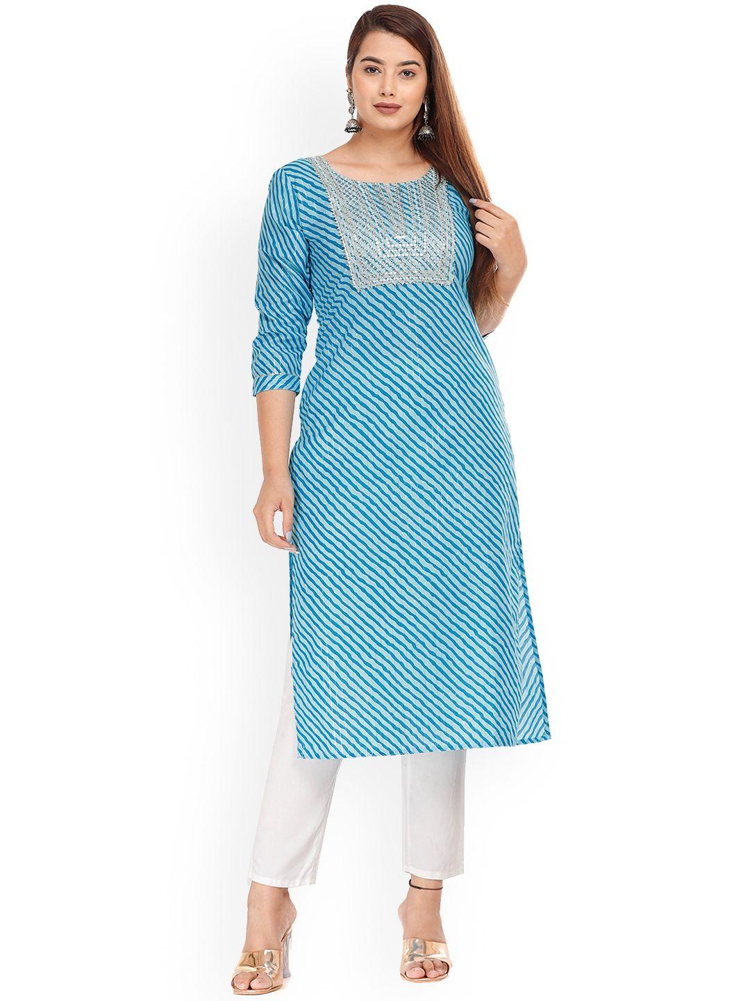 kalini women leheriya printed gotta patti kurta