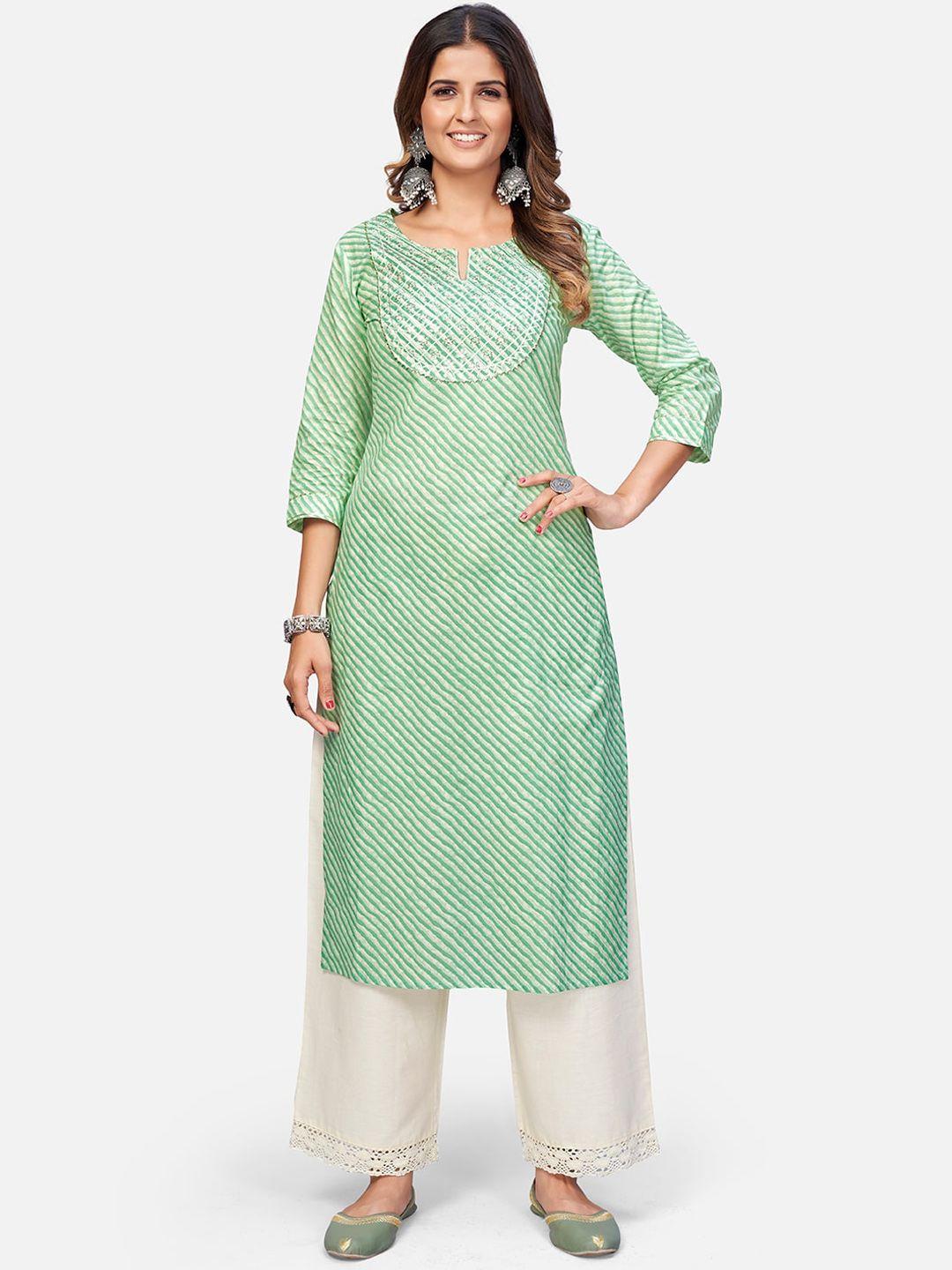 kalini women leheriya printed sequinned cotton kurta