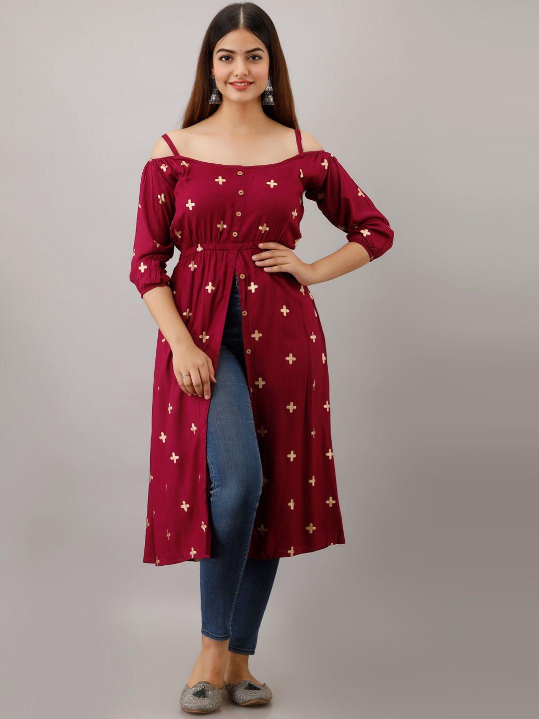 kalini women magenta ethnic motifs printed kurta