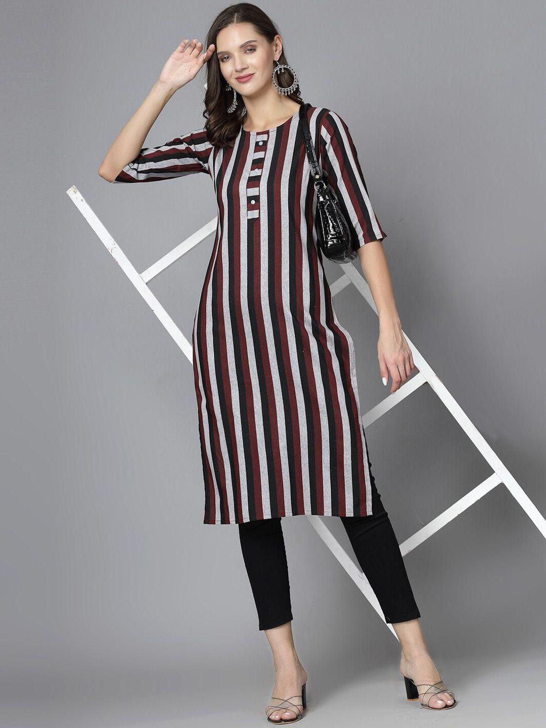 kalini women maroon striped kurta