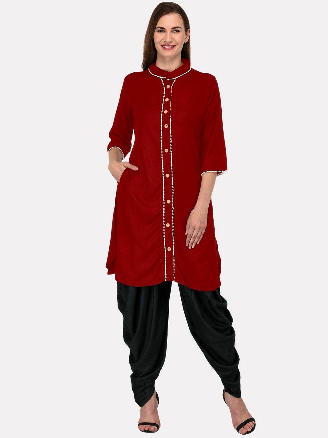 kalini women maroon thread work kurta