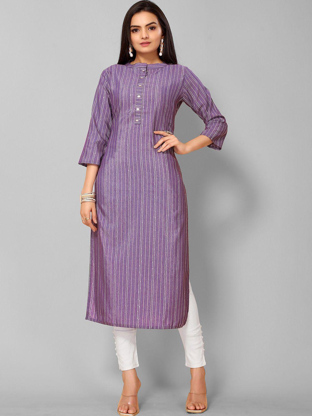 kalini women mauve striped flared sleeves indie prints kurta