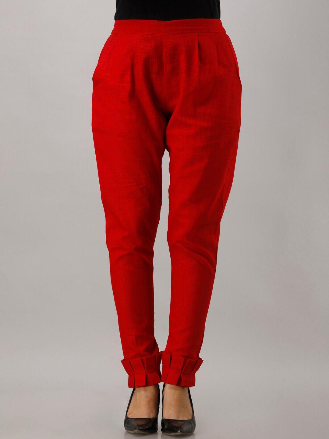 kalini women mid-rise pleated cotton trousers