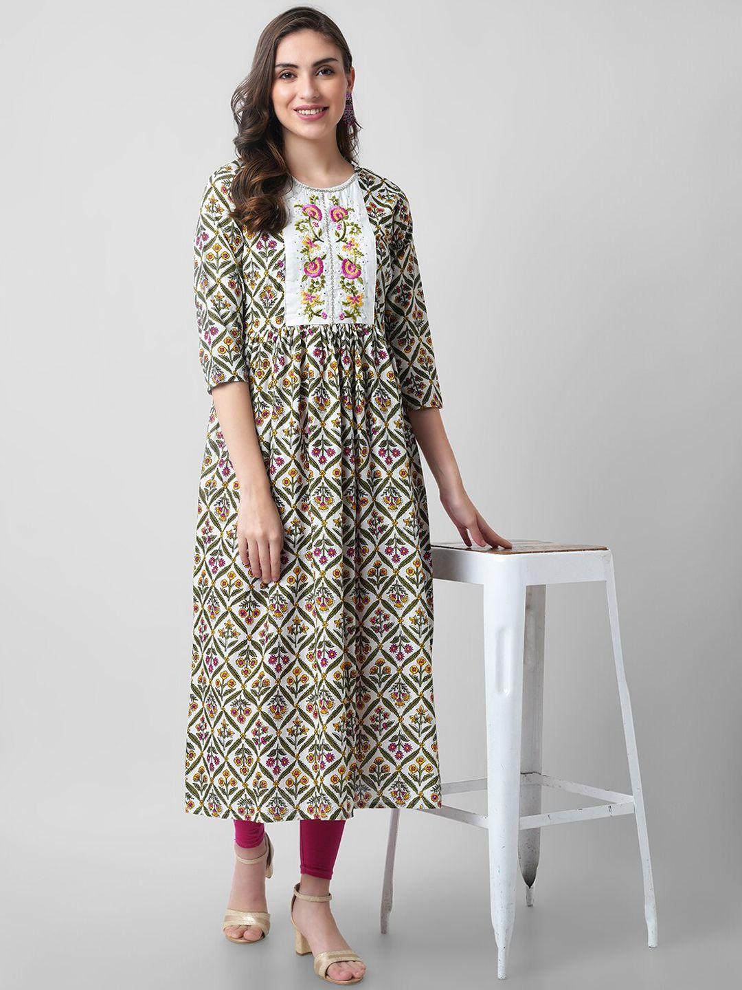 kalini women multicoloured ethnic motifs printed thread work handloom kurta