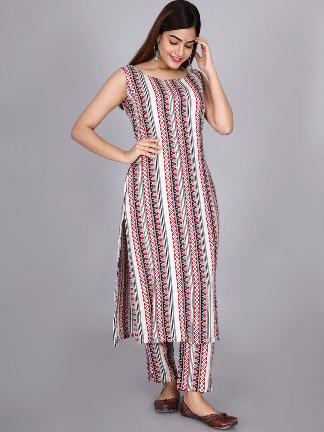 kalini women multicoloured printed straight kurta with trouser