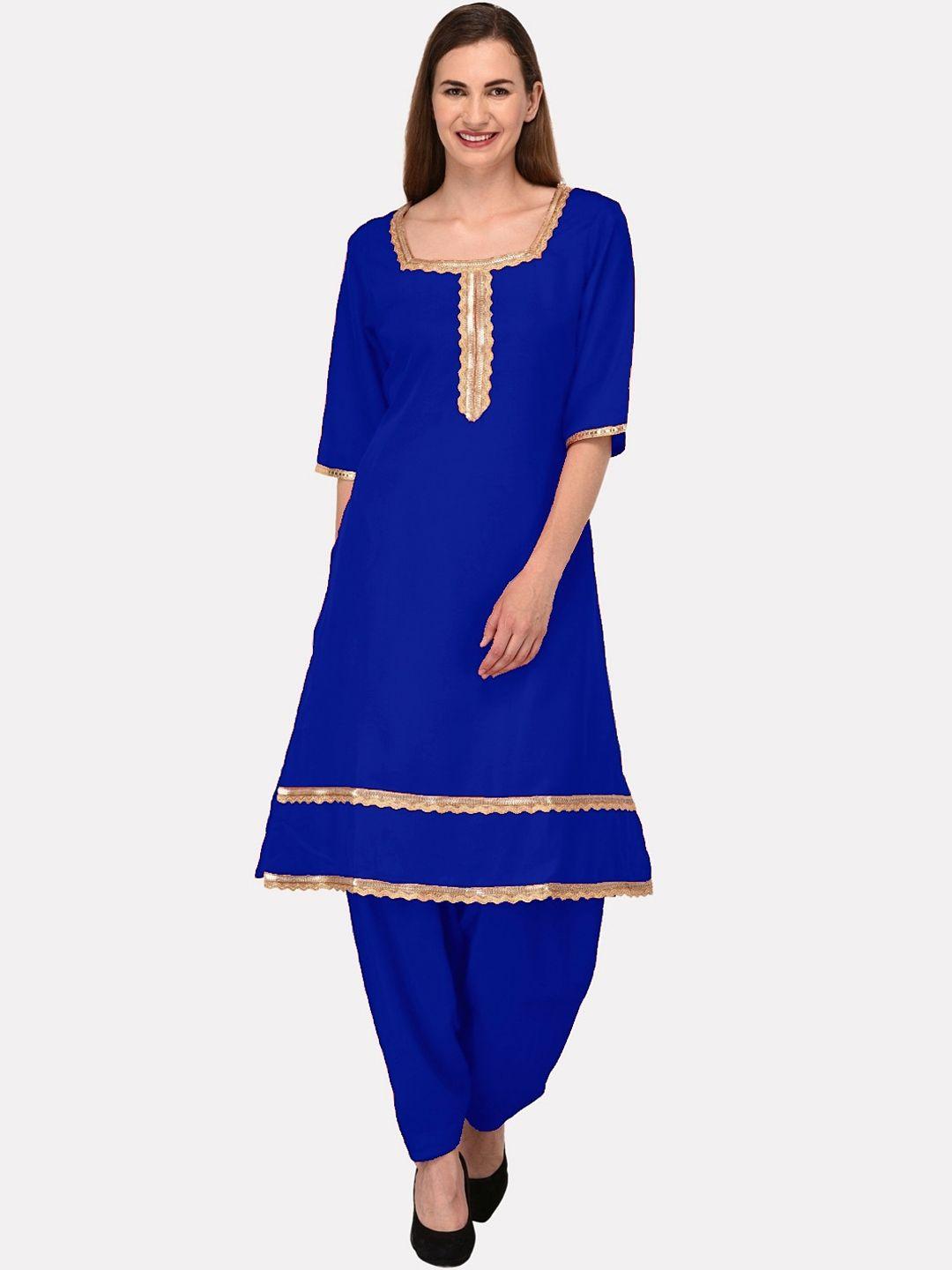 kalini women navy blue gotta patti embellished kurta