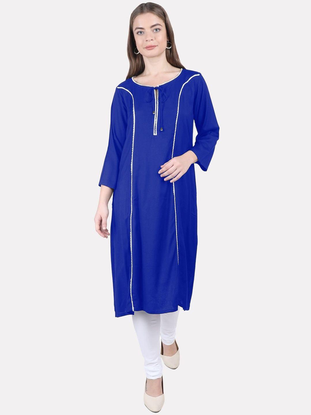 kalini women navy blue thread work kurta