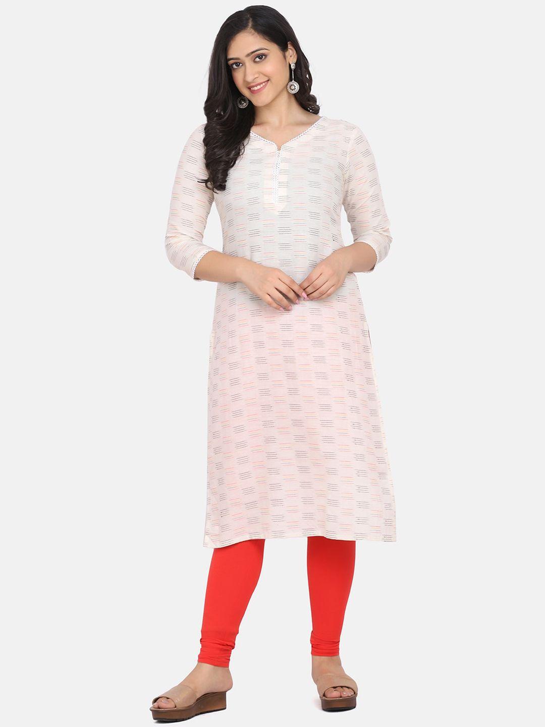 kalini women off white embroidered thread work kurta