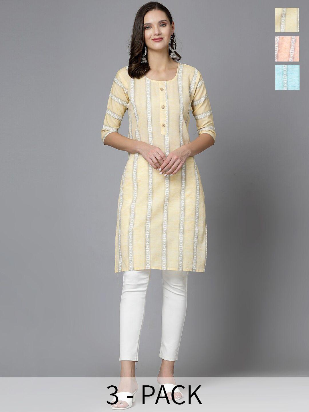 kalini women orange striped kurta