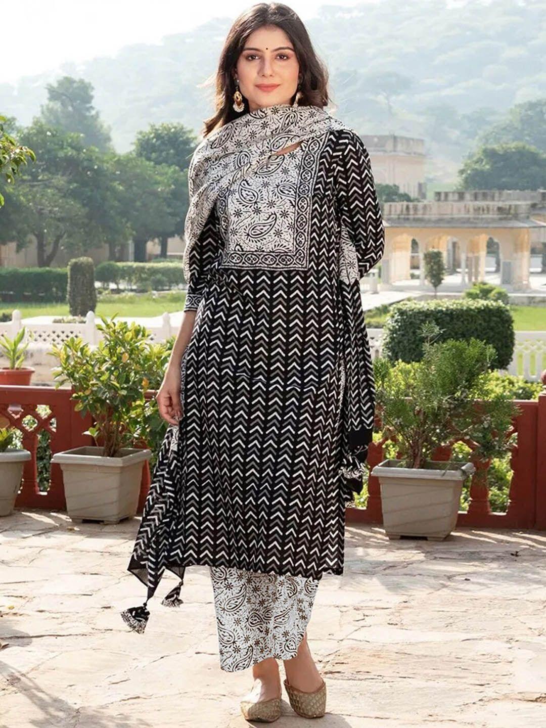 kalini women paisley printed regular kurta with palazzos & dupatta