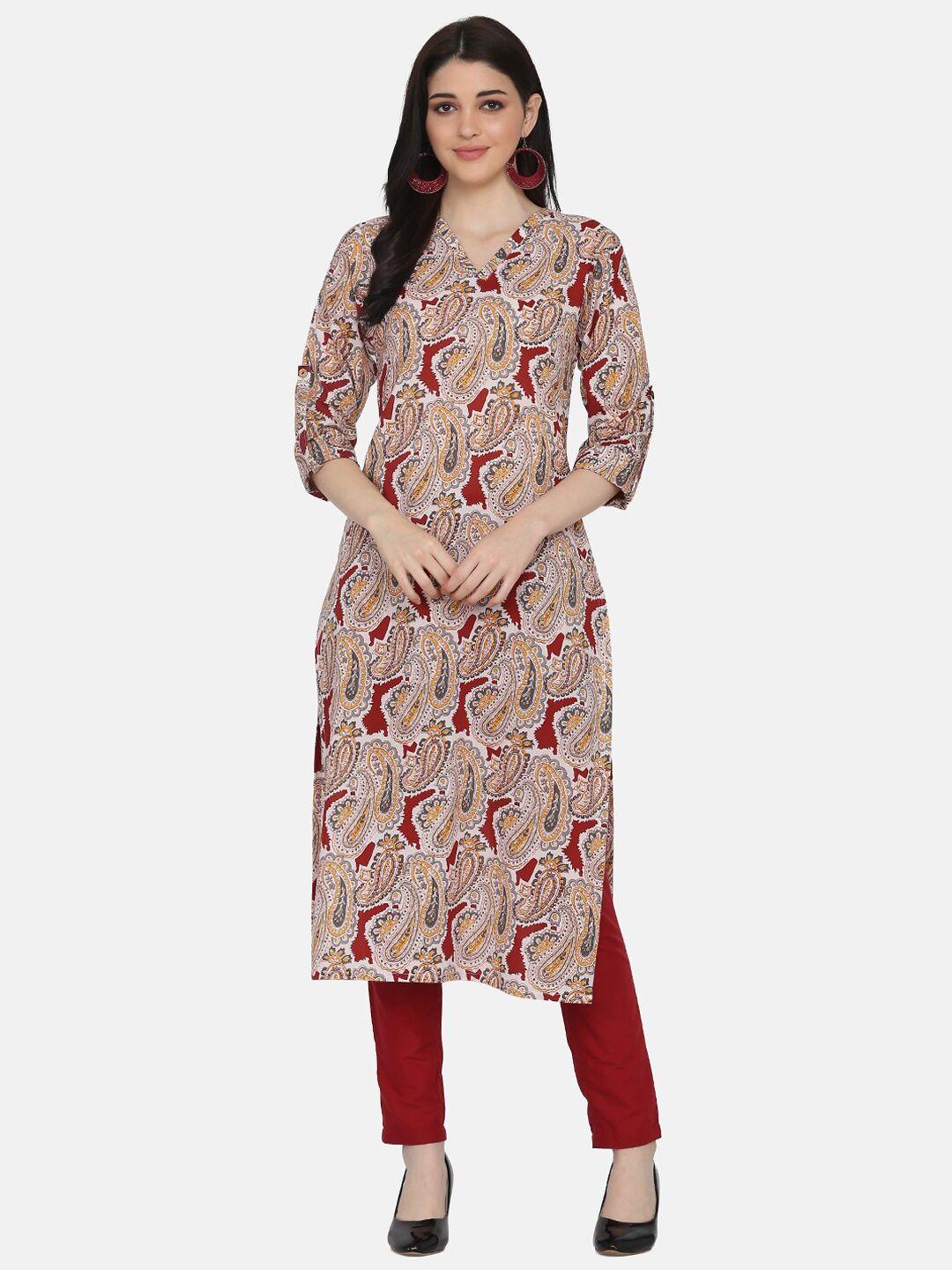 kalini women paisley printed regular kurta with trousers