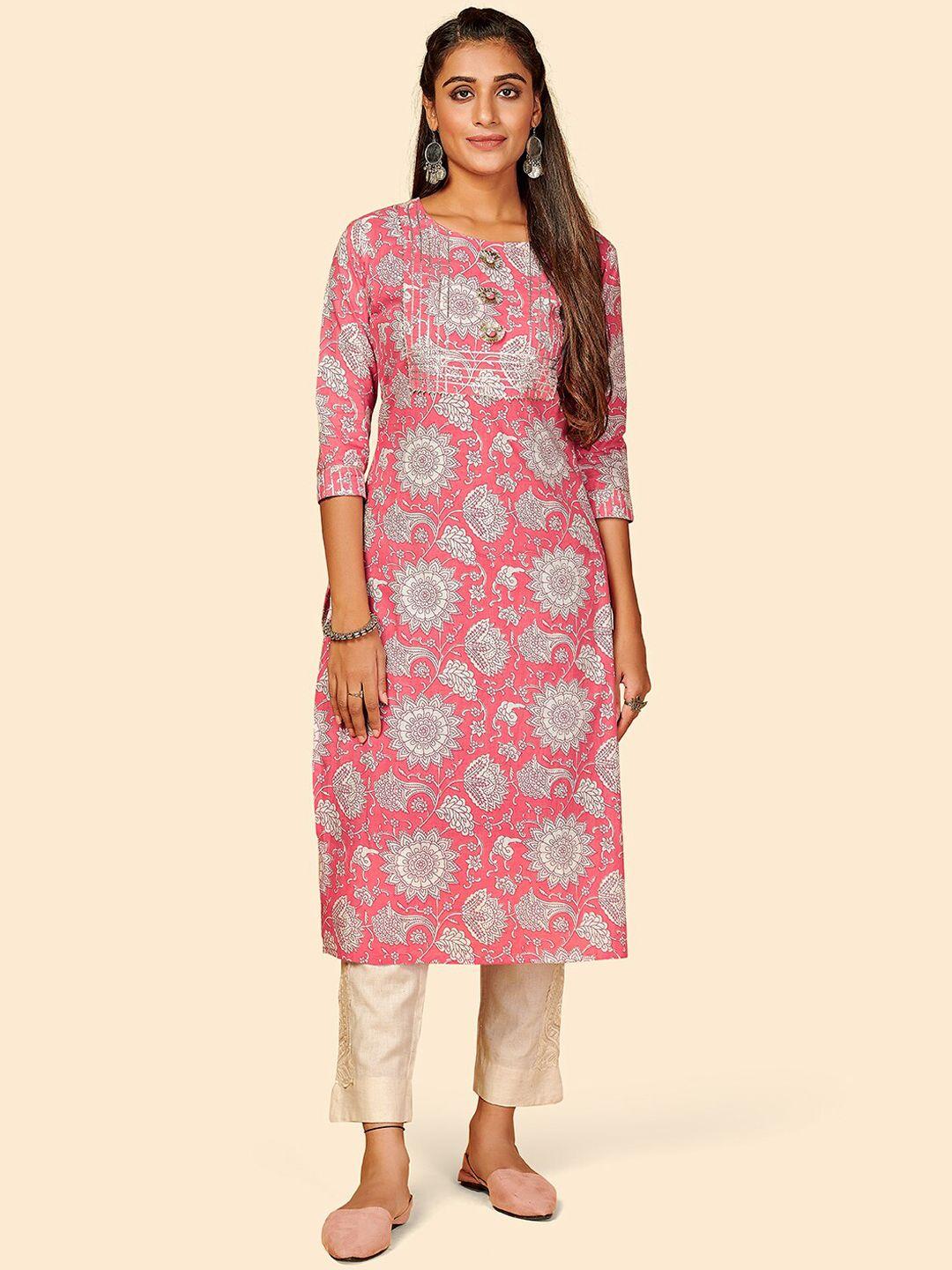 kalini women pink ethnic motifs printed kurta