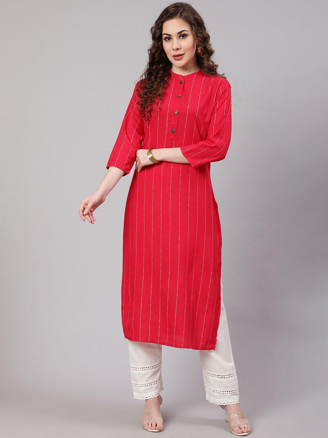 kalini women pink striped kurta