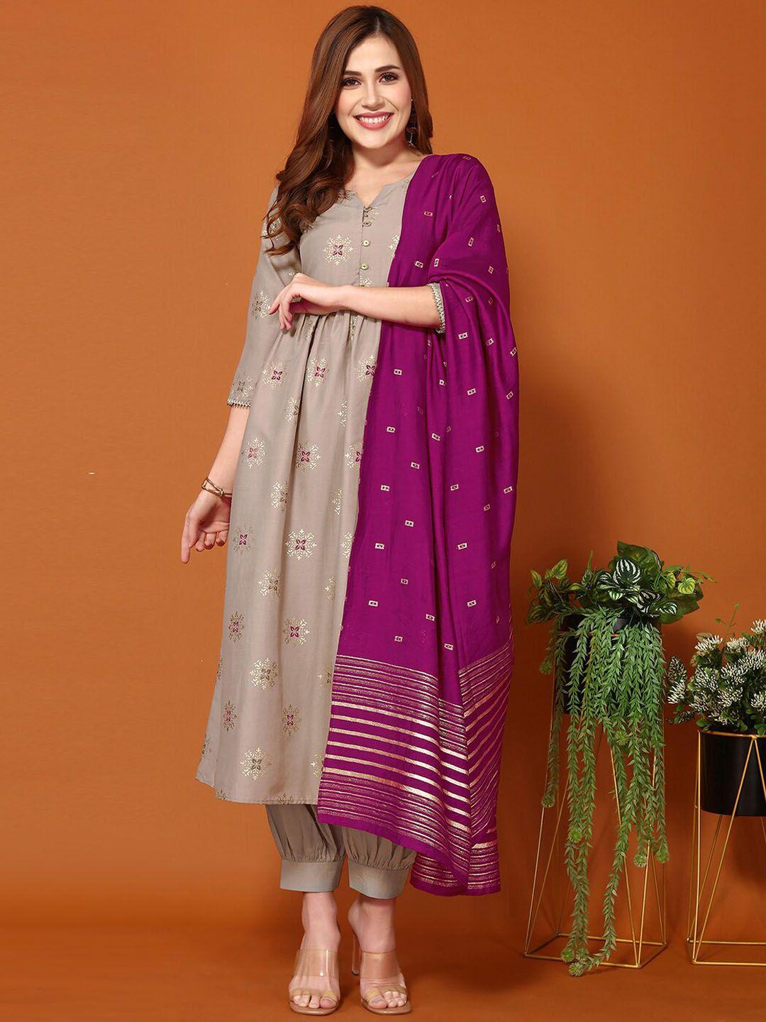 kalini women printed regular kurta with dhoti pants & with dupatta