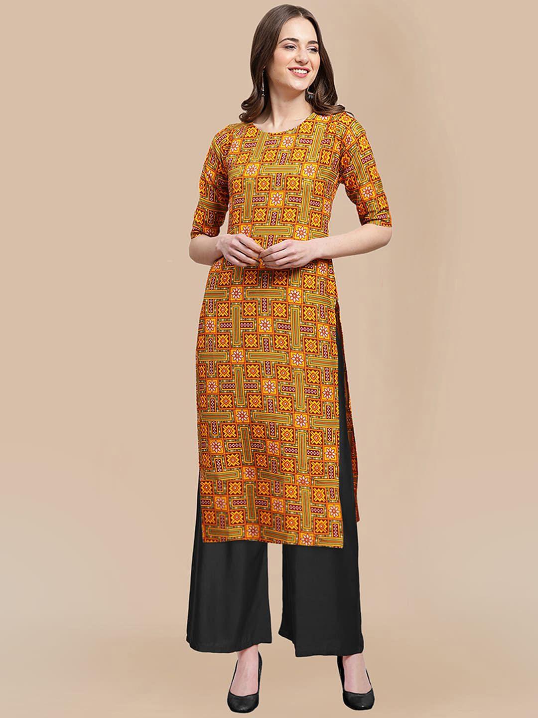 kalini women printed silk crepe kurta with trousers
