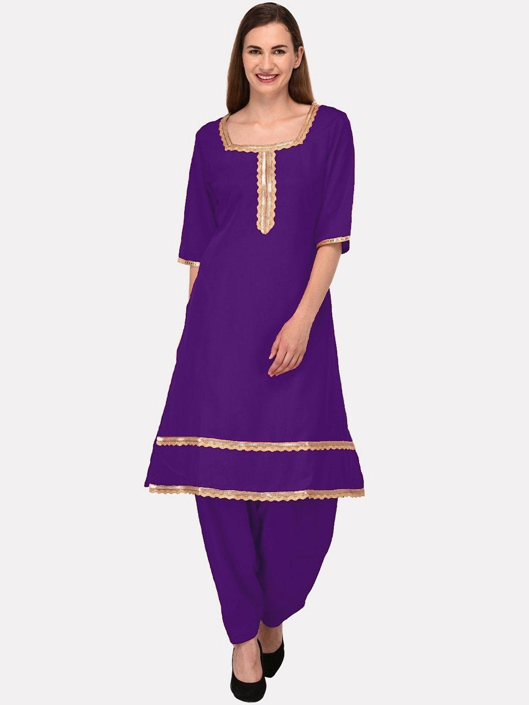 kalini women purple gotta patti kurta