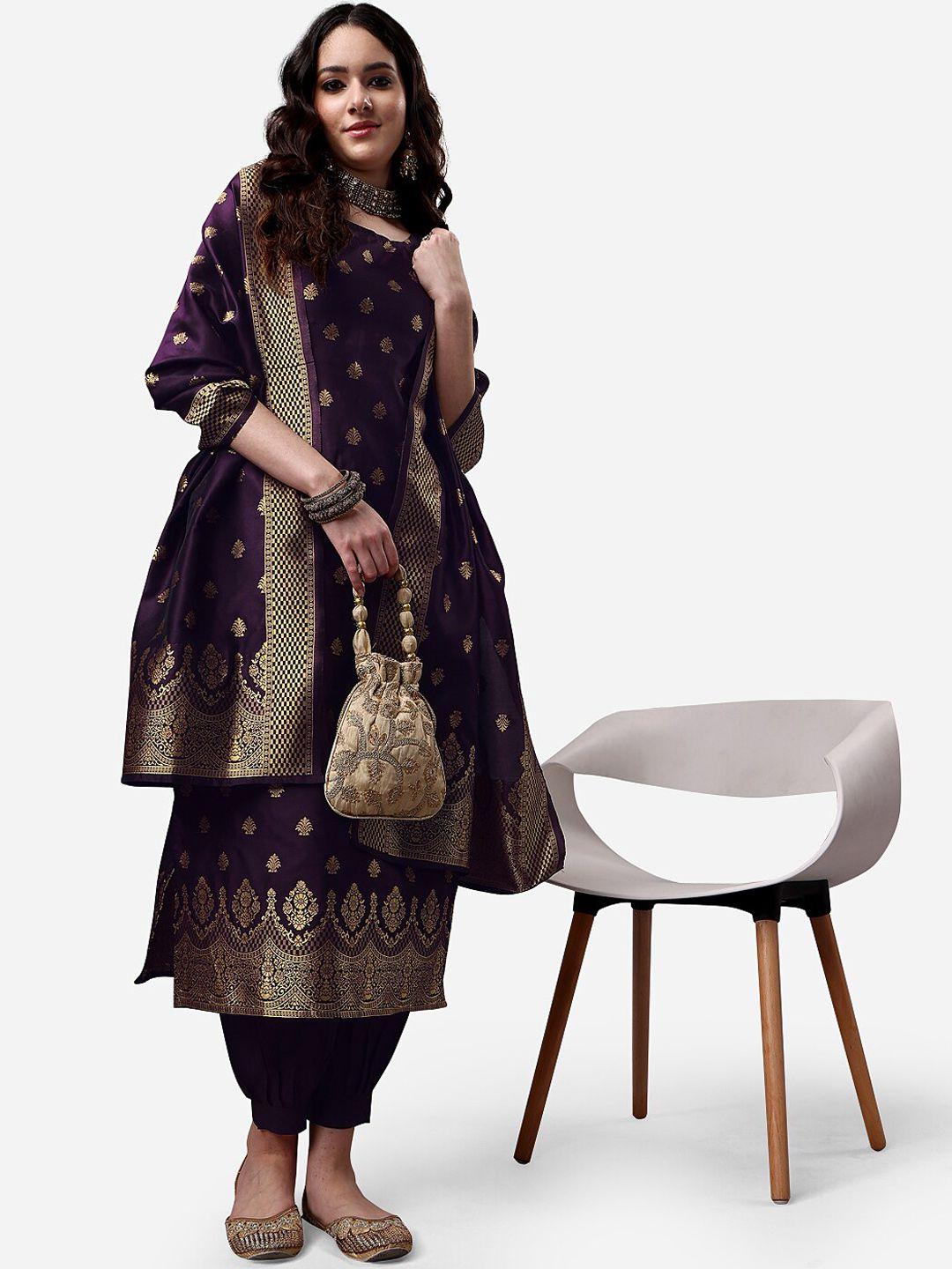 kalini women purple regular kurta with salwar & with dupatta