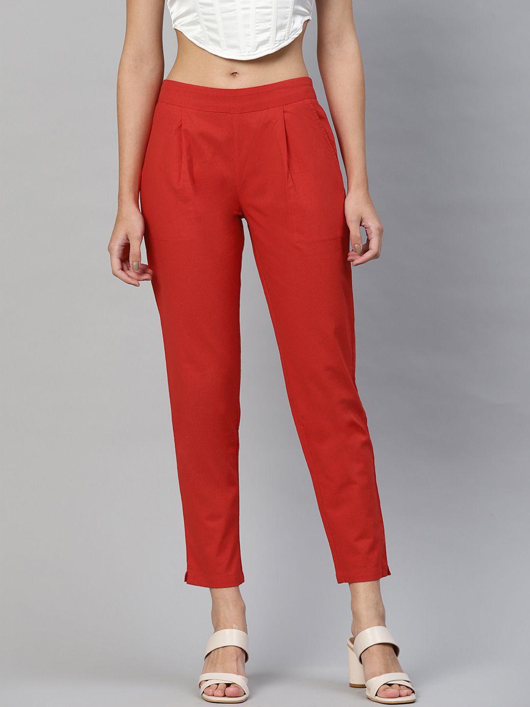 kalini women red pleated trousers