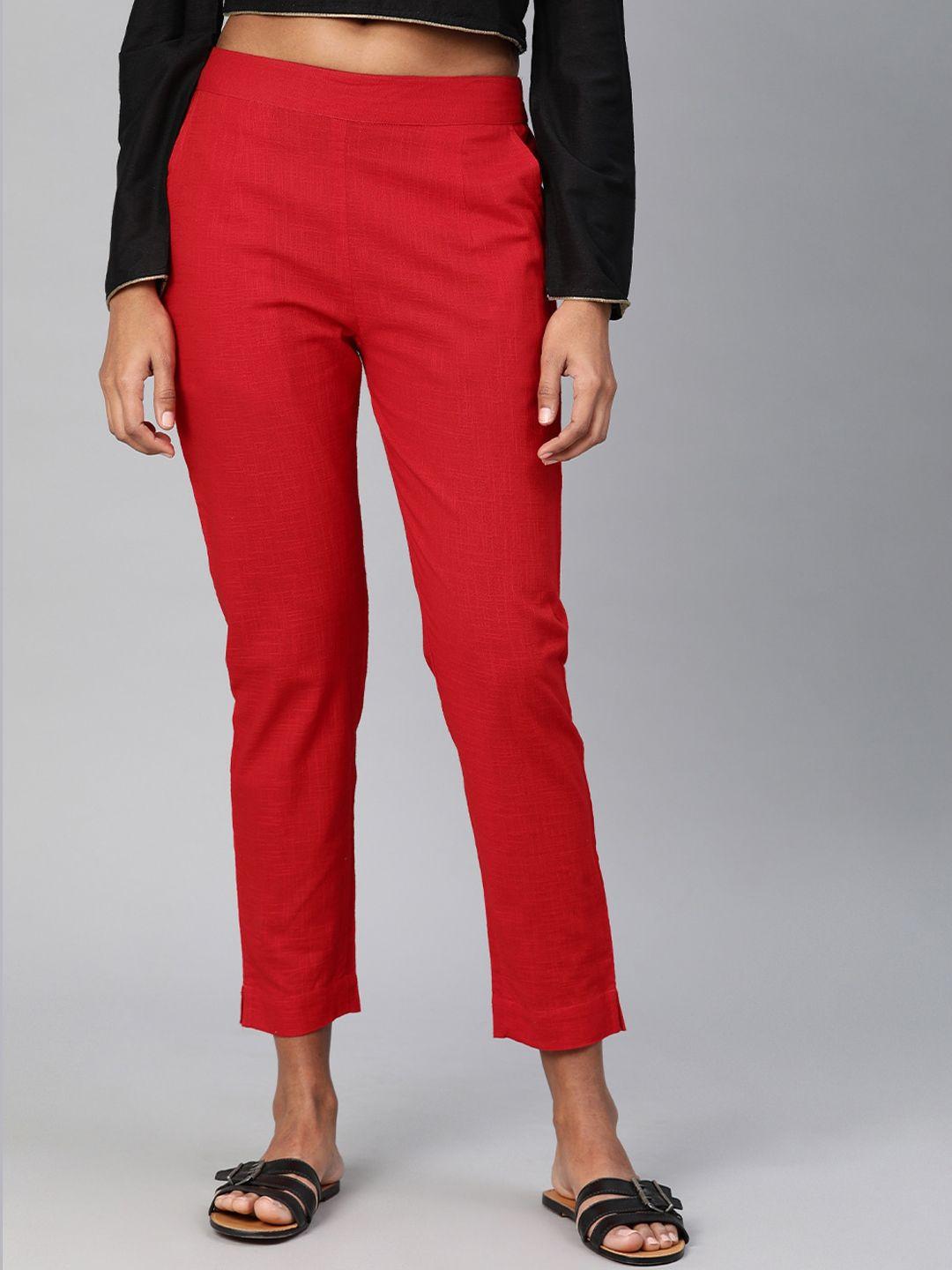 kalini women smart slim fit cotton trousers