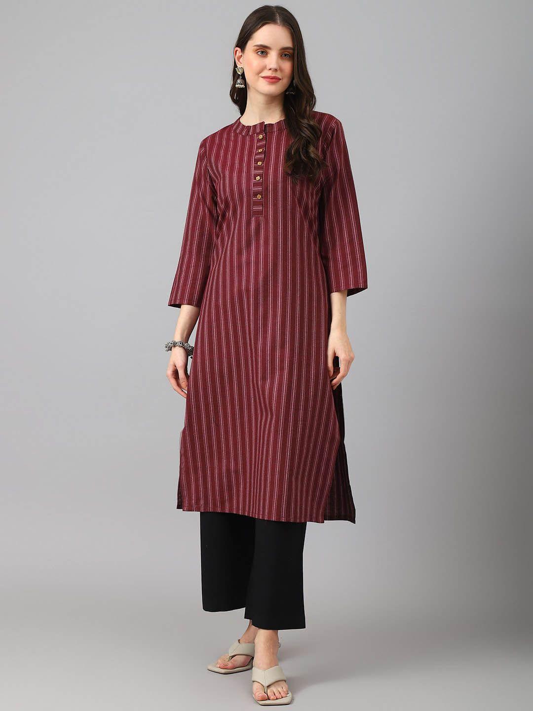 kalini women striped flared sleeves thread work indigo kurta