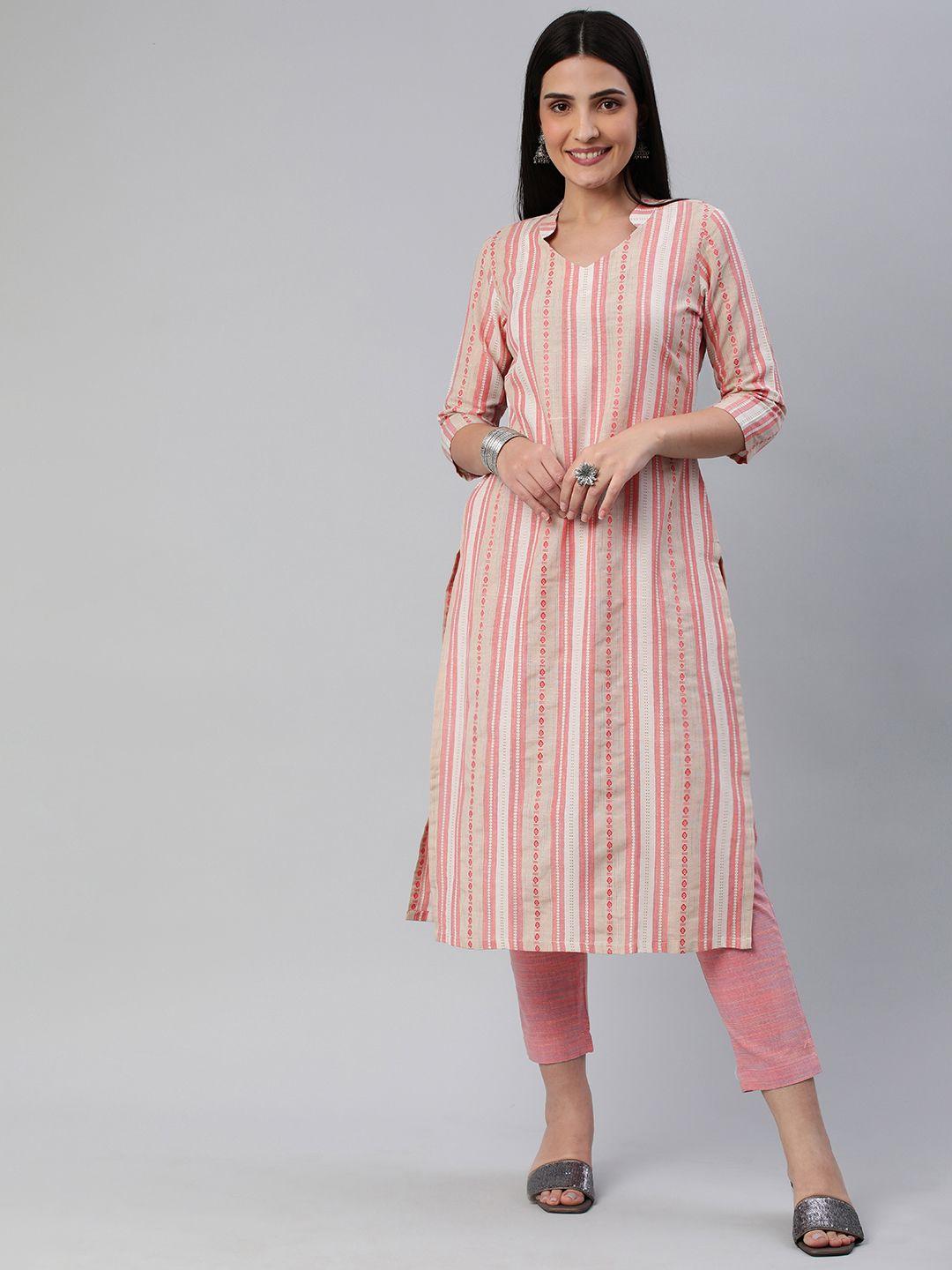 kalini women striped pure cotton kurta with trousers