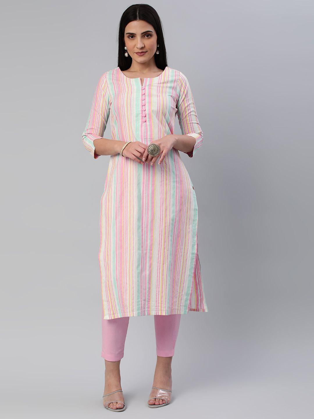 kalini women striped pure cotton kurta with trousers