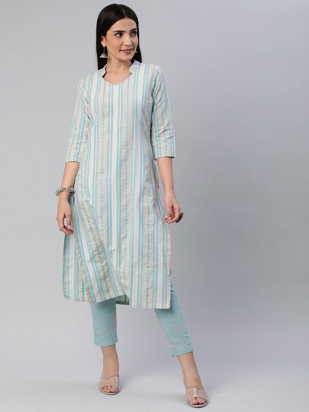 kalini women striped pure cotton kurta with trousers