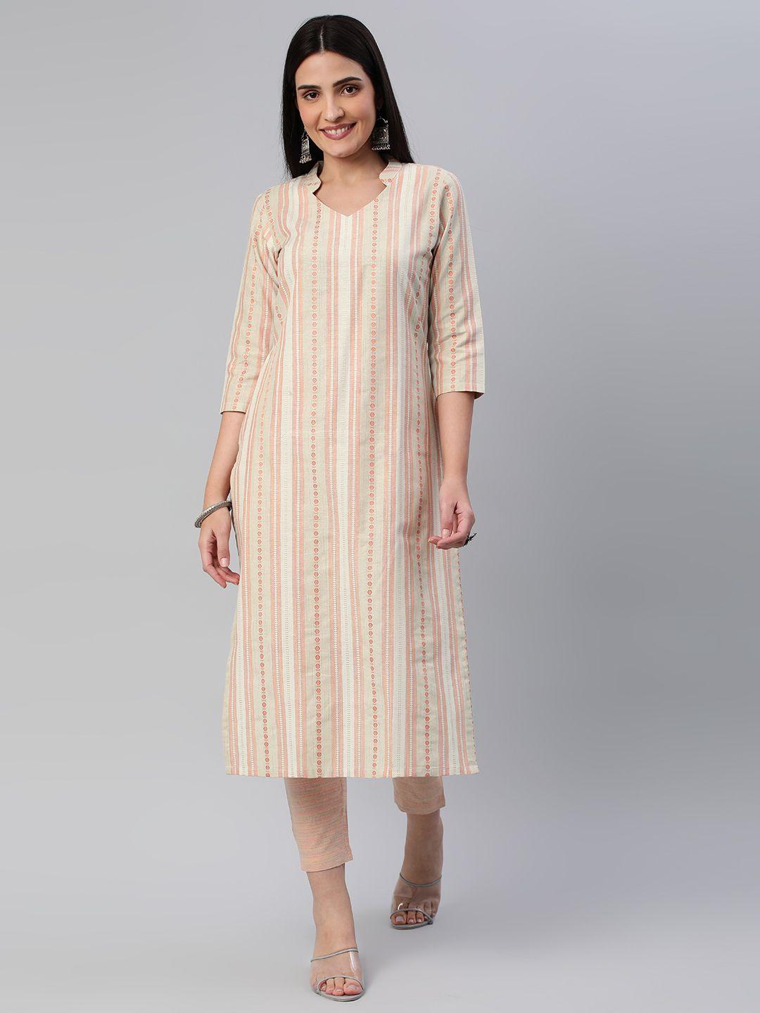 kalini women striped pure cotton kurta with trousers