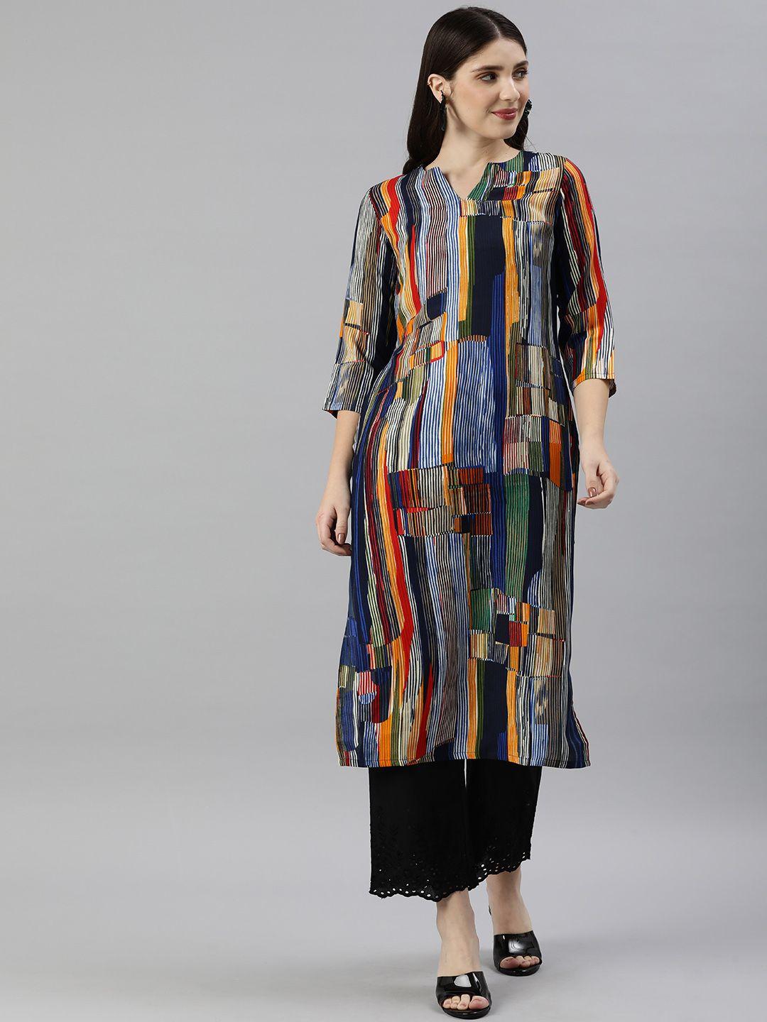 kalini women striped straight kurta