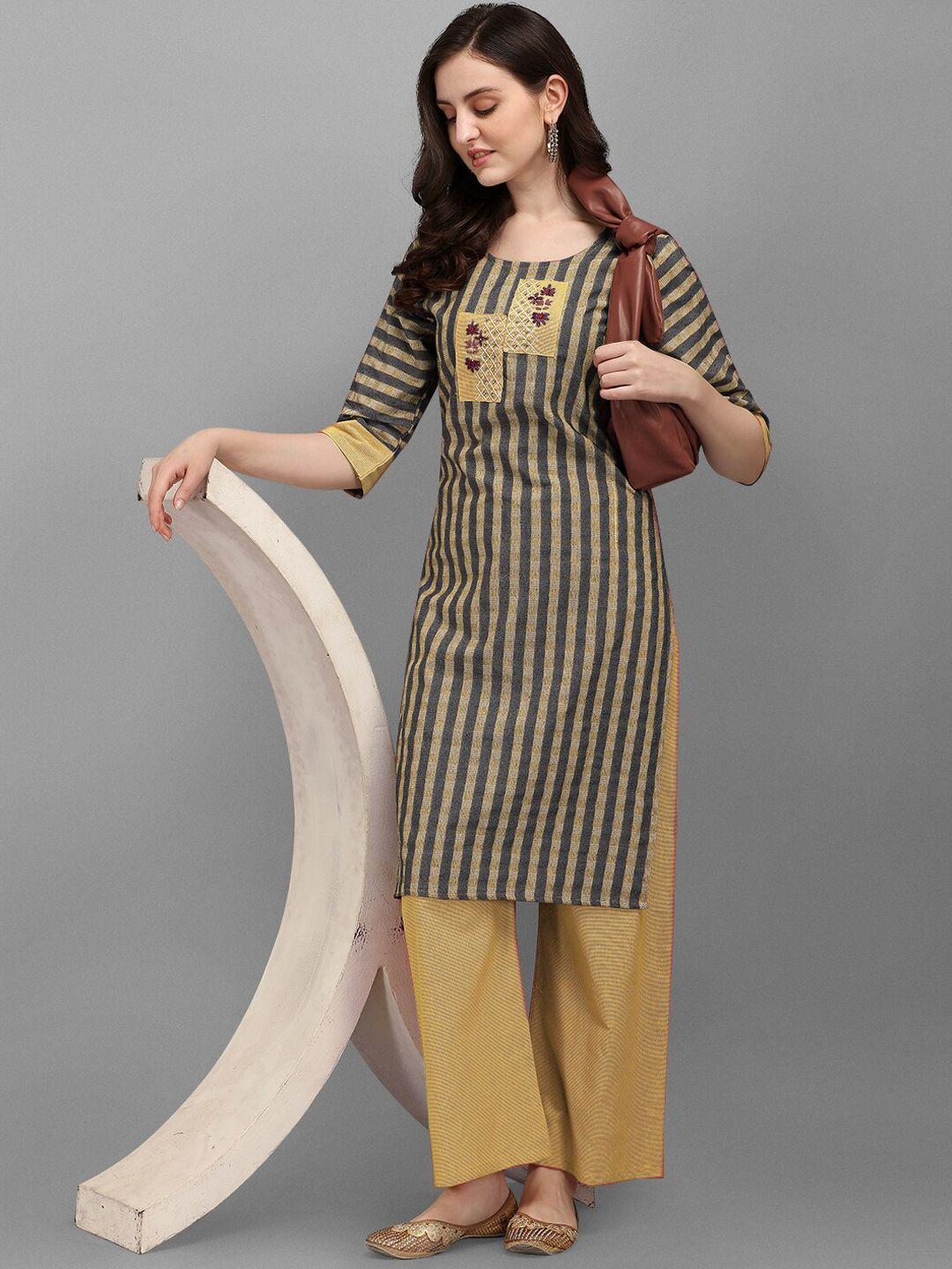 kalini women striped thread work kurta with palazzos