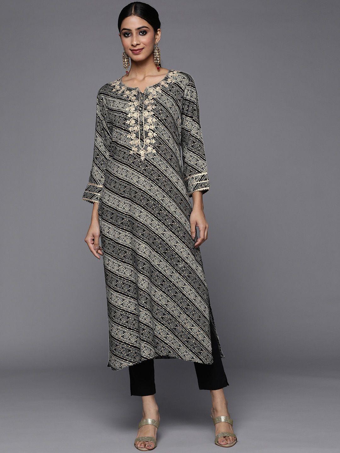 kalini women striped thread work kurta