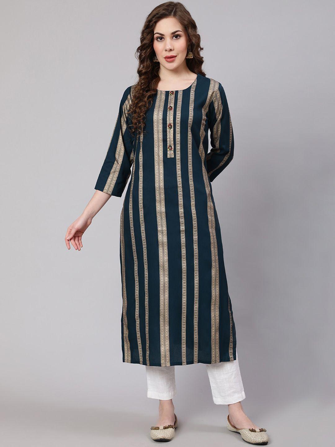 kalini women teal striped kurta