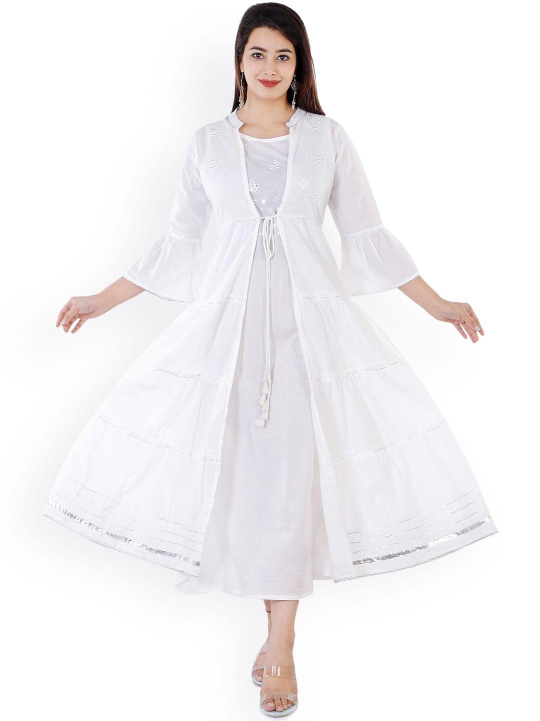 kalini women white chikankari anarkali kurta