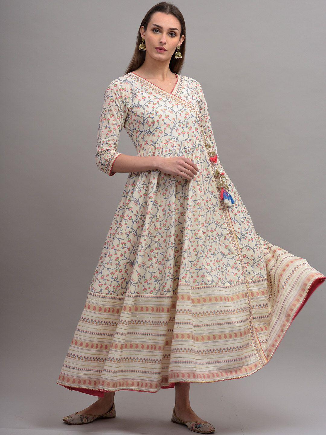 kalini women white ethnic motifs printed anarkali kurta