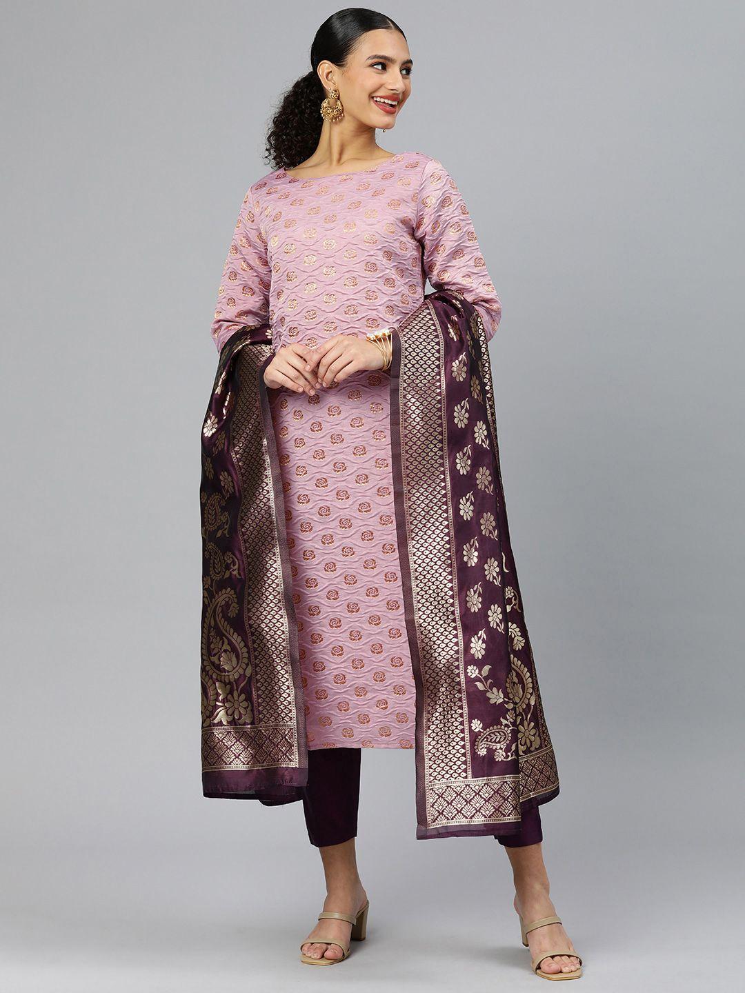 kalini women woven design floral zari regular kurta with trousers & with dupatta