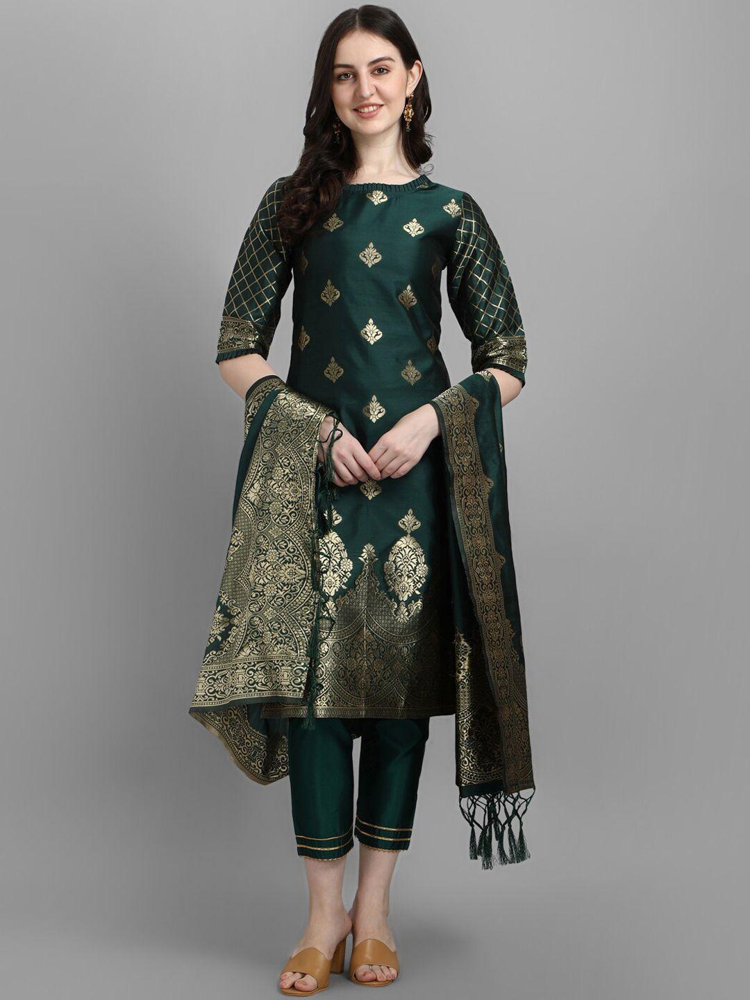 kalini woven design regular kurta with trousers & with dupatta