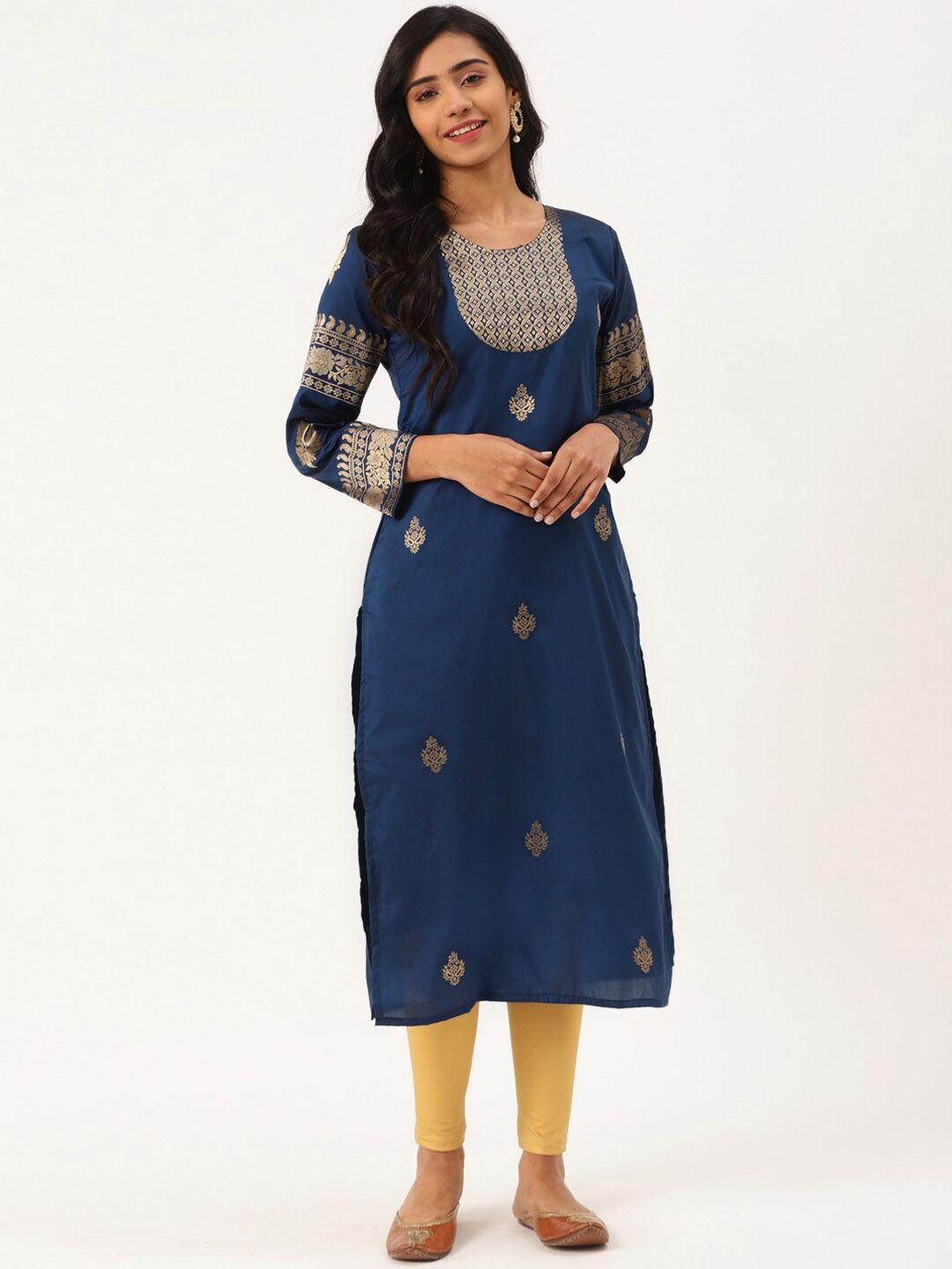 kalini woven design silk straight kurta