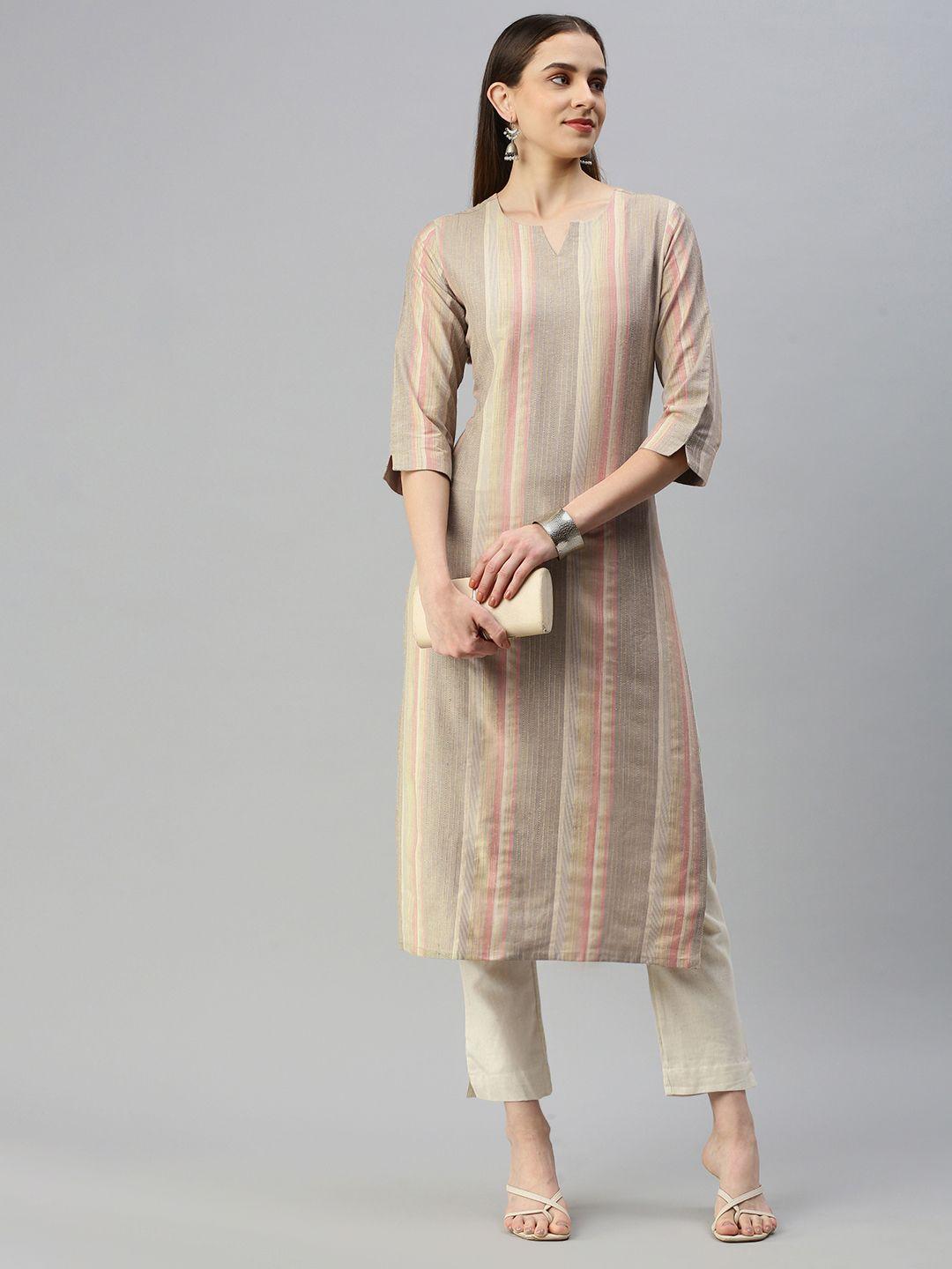 kalini woven design striped straight kurta