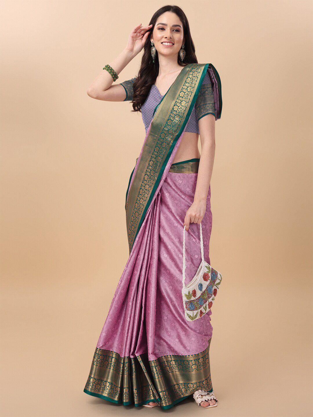kalini woven design zari bordered pure cotton mysore silk saree