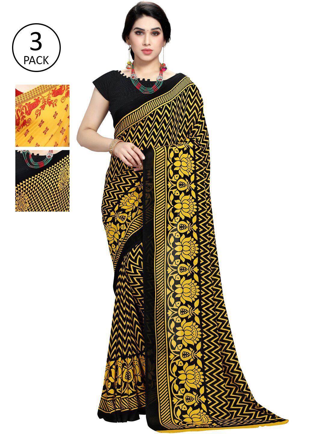 kalini yellow & black ethnic motifs saree
