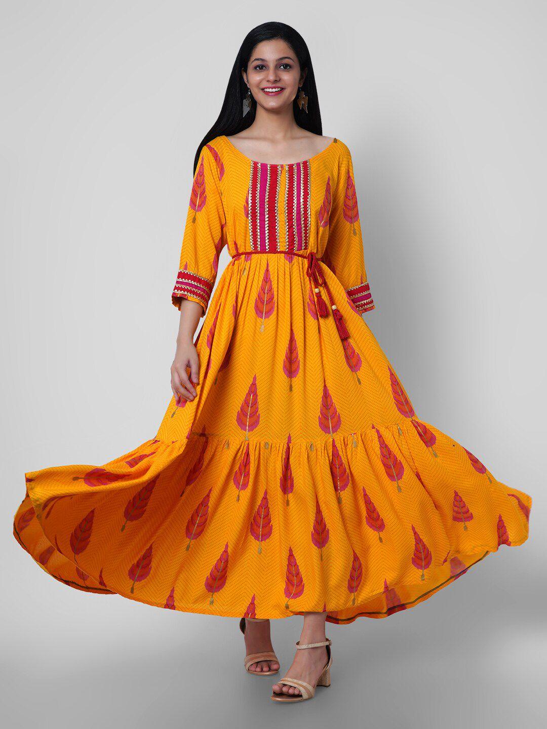 kalini yellow ethnic motifs maxi dress