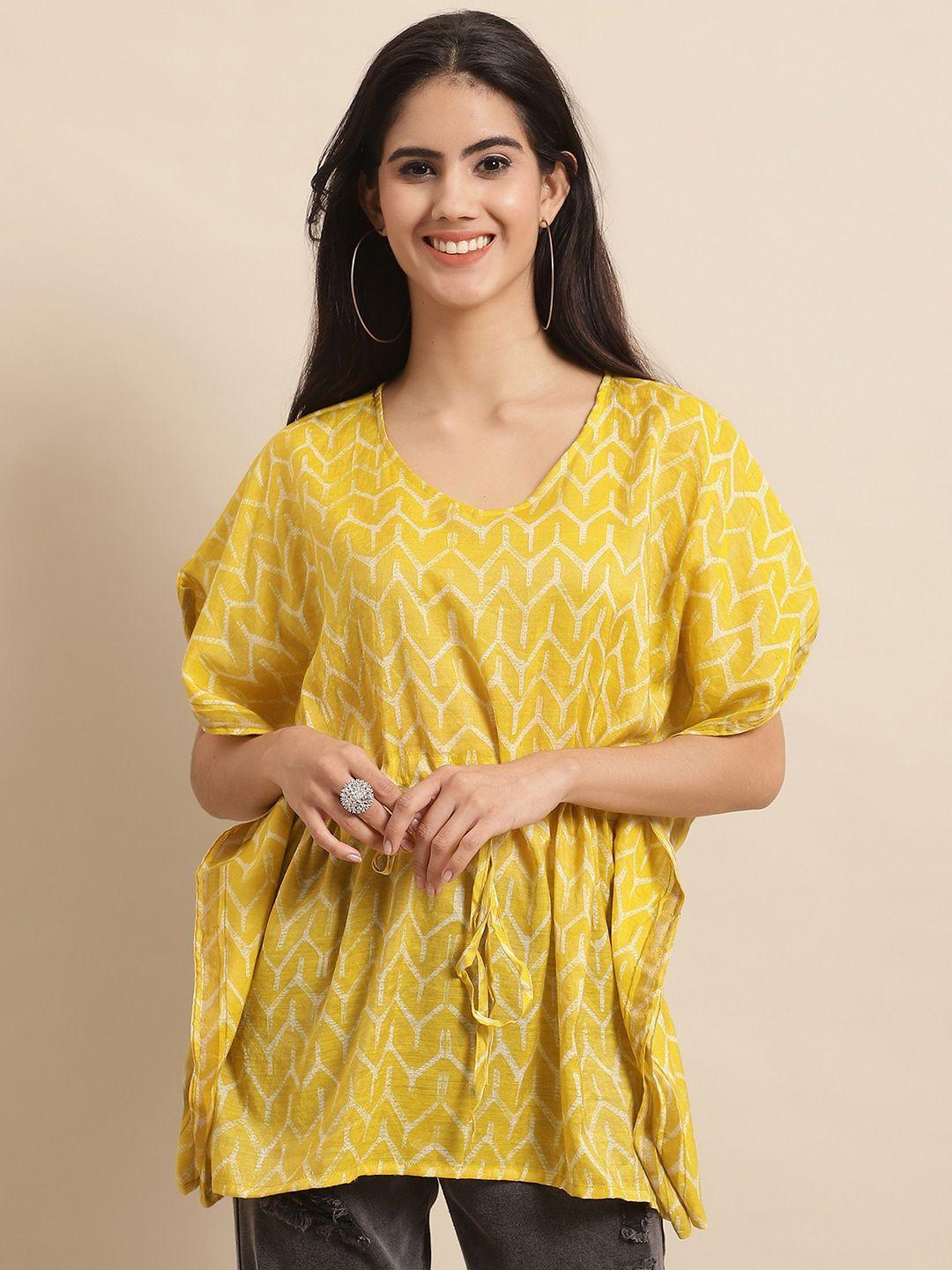 kalini yellow floral print puff sleeve kaftan dress