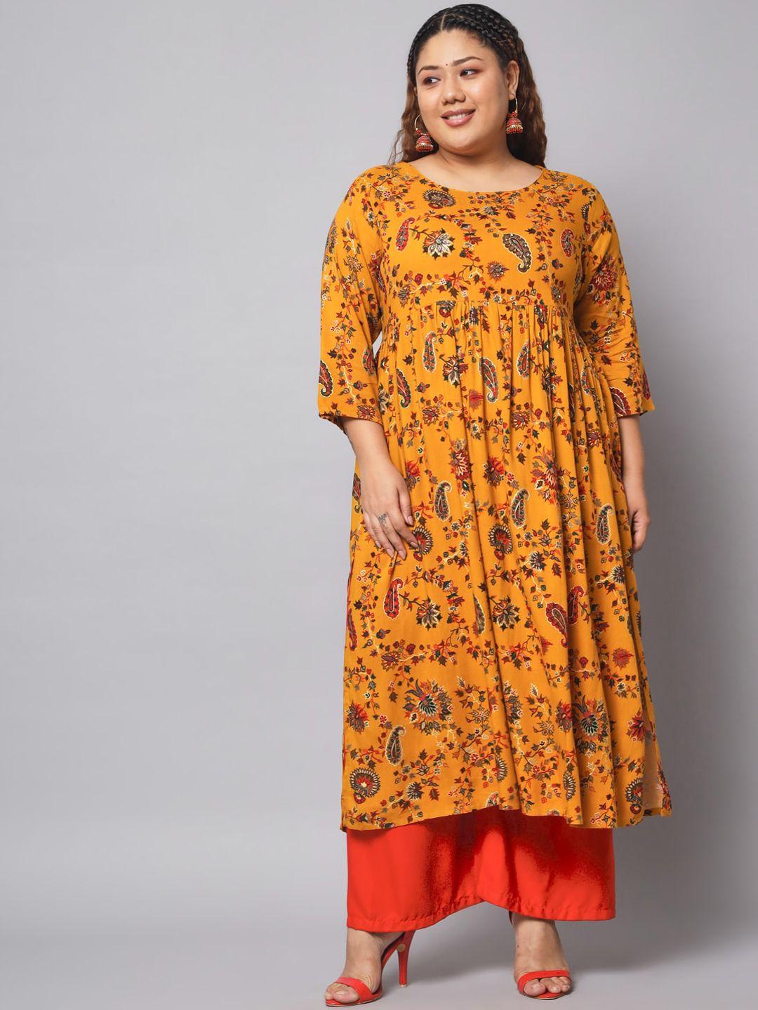 kalini yellow paisley printed sequinned kurta