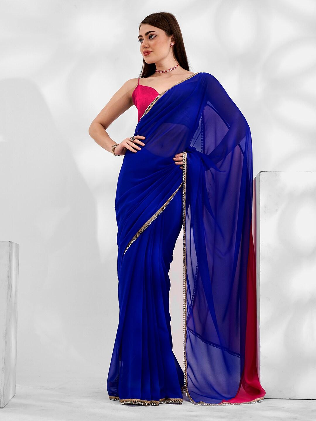 kalista beads and stones pure georgette saree