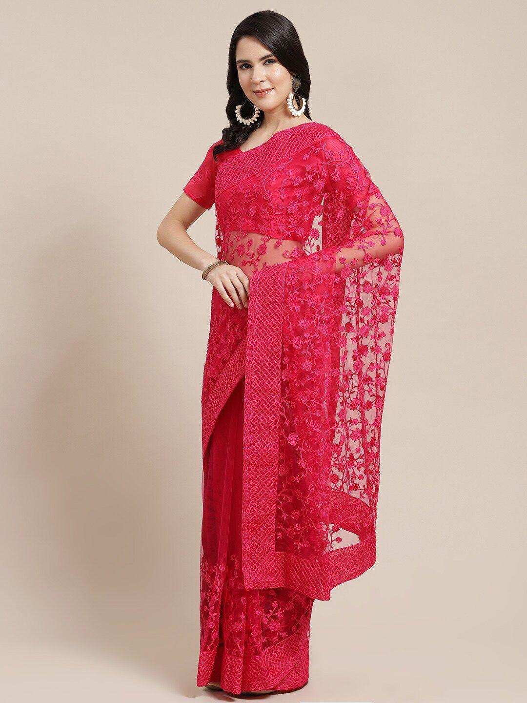 kalista floral embroidered net saree