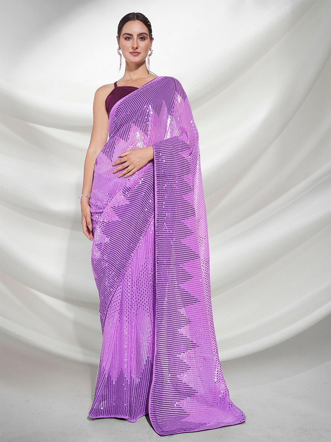kalista geometric embellished sequinned pure georgette saree