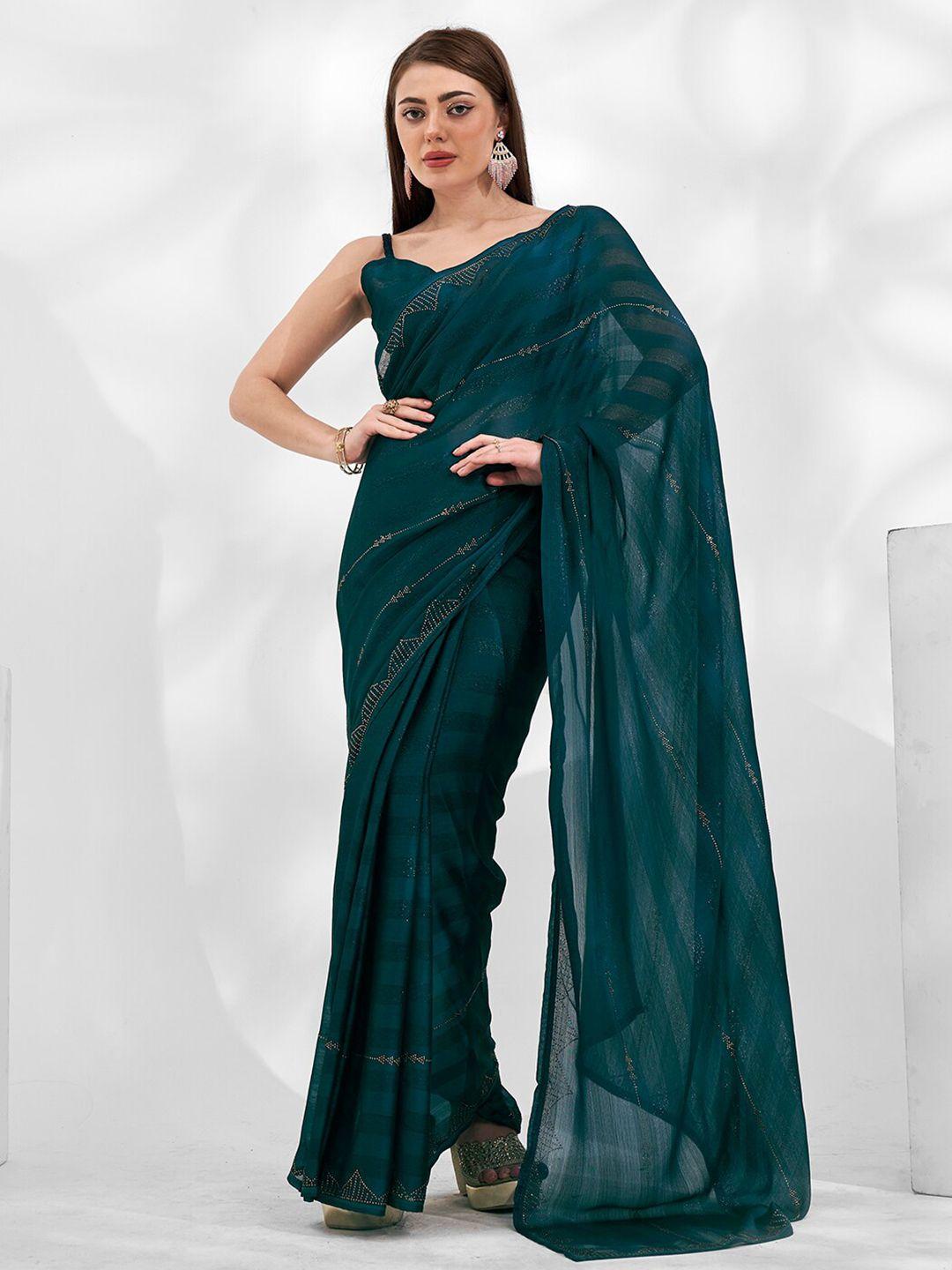 kalista embellished beads and stones pure chiffon saree