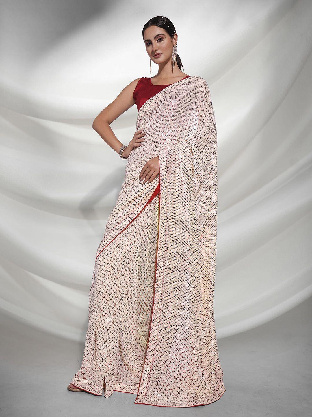 kalista embellished sequinned pure georgette saree