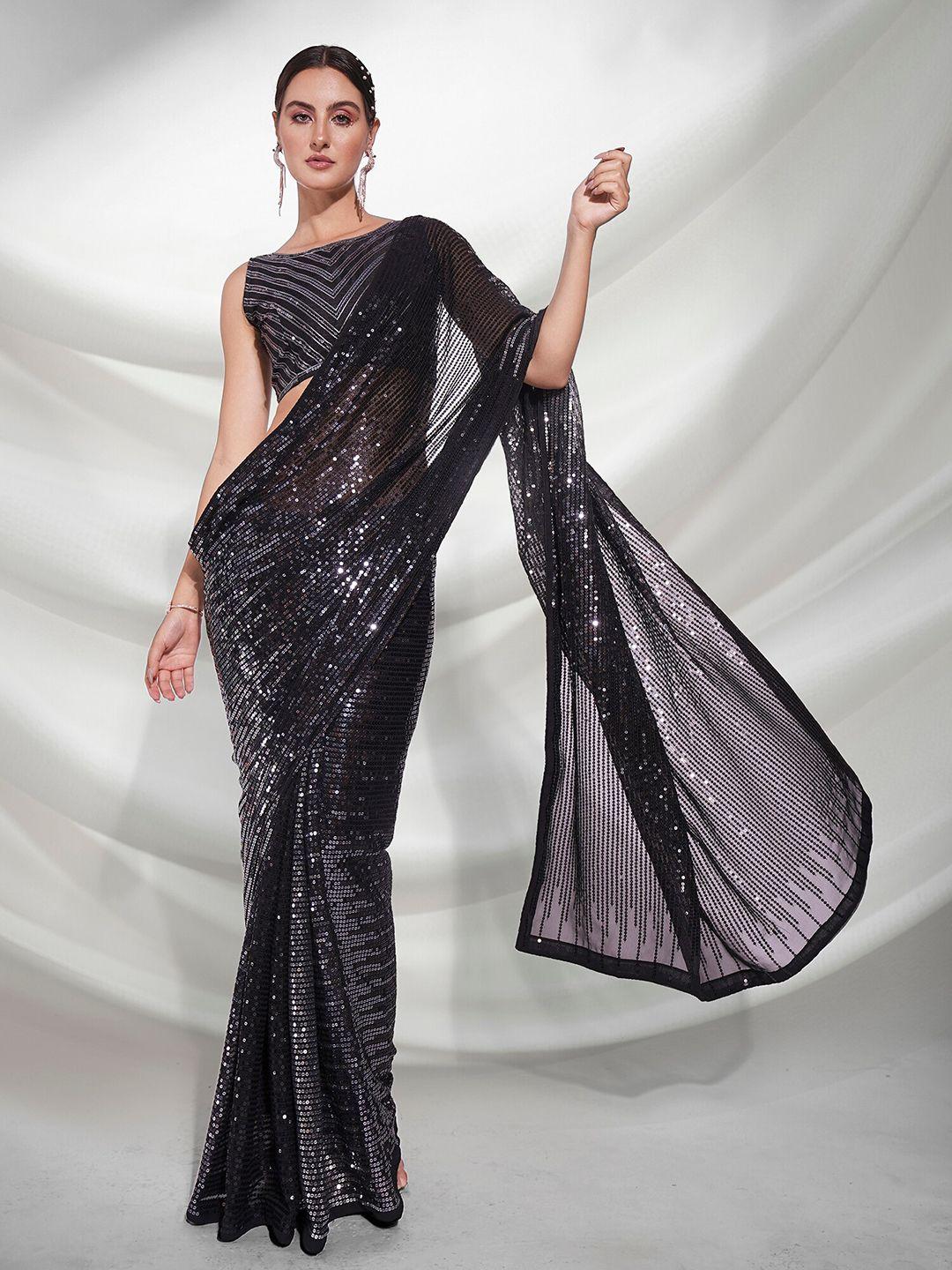 kalista embellished sequinned pure georgette saree