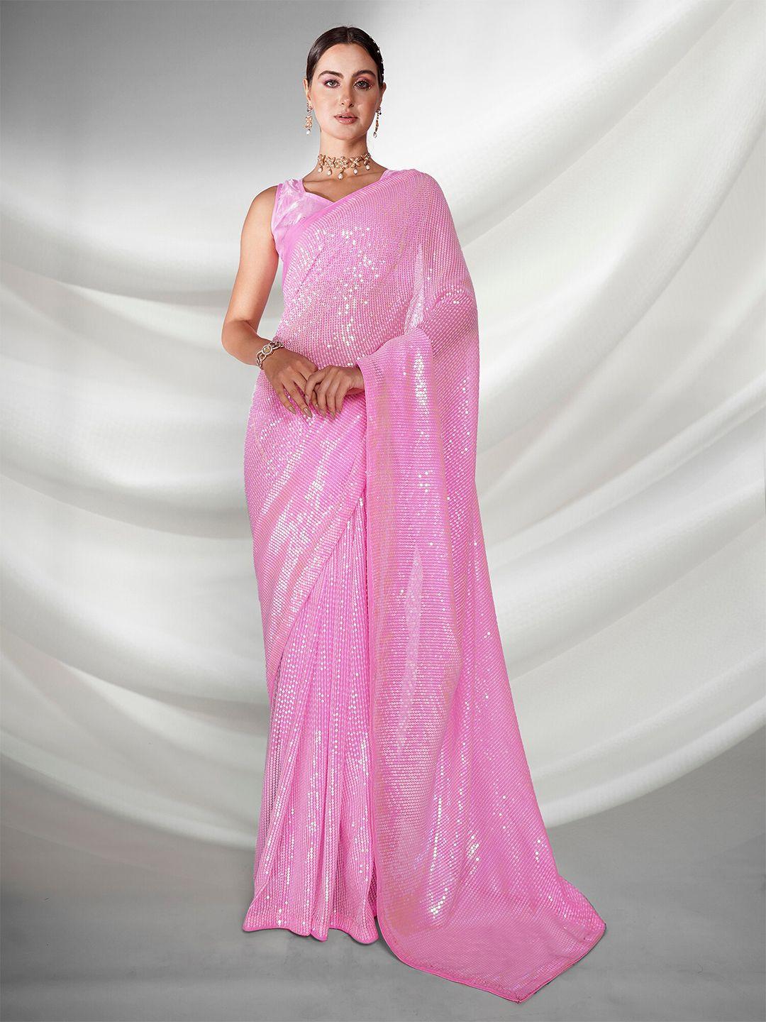 kalista embellished sequinned pure georgette saree